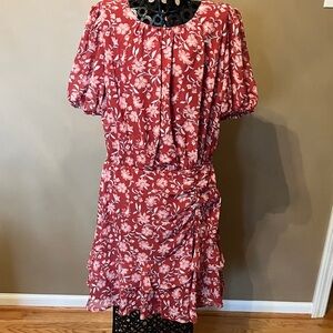 B Darlin Rust Red and White Floral Mini Dress